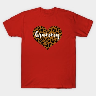 Cute Leopard Print Grammy Heart T-Shirt